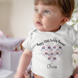 Name, July 4th Balloons Heart Newborn - 24mos Baby Bodysuit