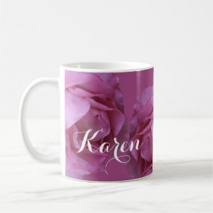 Name Karen pretty pink Valentine roses floral Coffee Mug