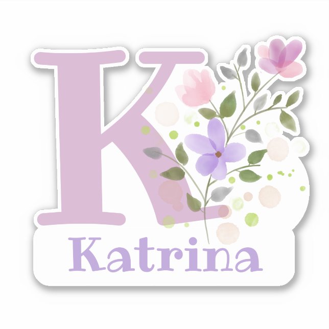 Name Katrina plus Initial with Floral Design (Front)