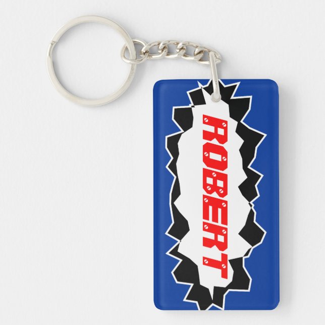 Name keychain with cool ripped hole design (Front)