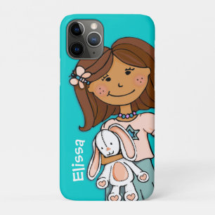 Name kid girl cuddles aqua peach iphone case
