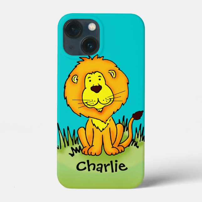 Name kid lion aqua yellow cartoon Case-Mate iPhone case (Back)