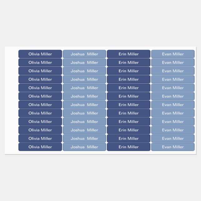 Name labels for school camp daycare (Sheet)