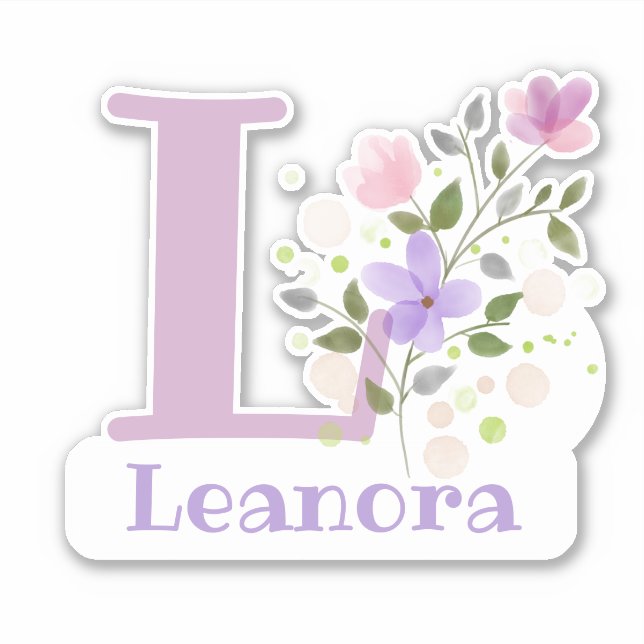 Name Leanora & Initial with Floral Design (Front)