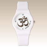 Name Leopard Print Om Symbol White Silicone Watch<br><div class="desc">Best price! A sporty white silicon strap and case with a stylish leopard print Om symbol and personalisation. Easily personalise using the Template provided. A clear and black strap watch are also available.</div>