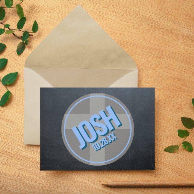 Name Logo Chalkboard Blue Confirmation Thank You Note Card (Creator Uploaded)