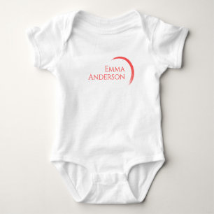 Name Logo, Elegant Minimal Red Crescent Baby Bodysuit