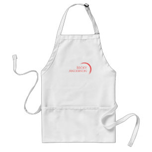 Name Logo, Elegant Minimal Red Crescent Standard Apron