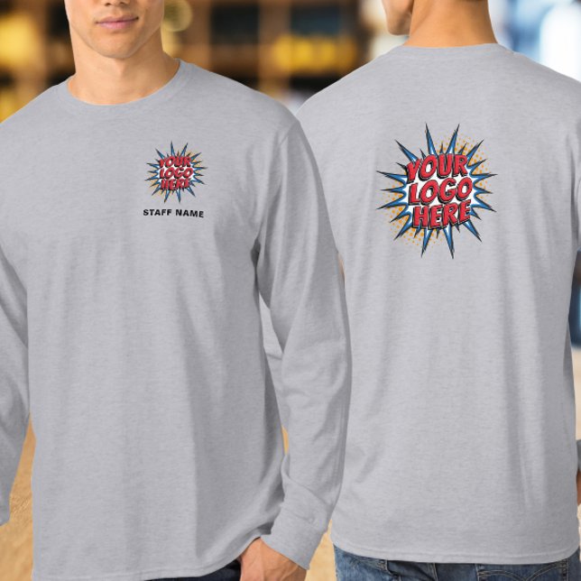 Name & Logo Upload Grey Long Sleeved  T-Shirt (Creator Uploaded)