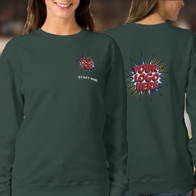 Name & Logo Upload Template/Front & Back/ Black Sw Sweatshirt (Creator Uploaded)