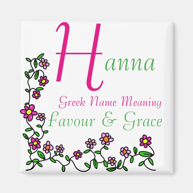 Name Magnet Meaning, Hanna, Favour & Grace (Front)