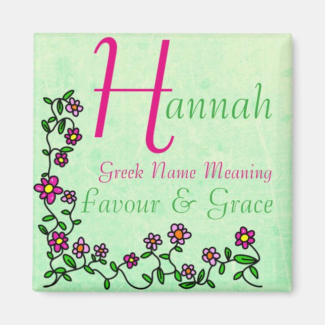 Name Magnet Meaning, Hannah, Favour & Grace (Front)
