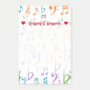 Name + Many Colourful Music Notes and Symbols