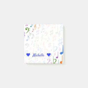 Name + Many Colourful Music Notes and Symbols Note