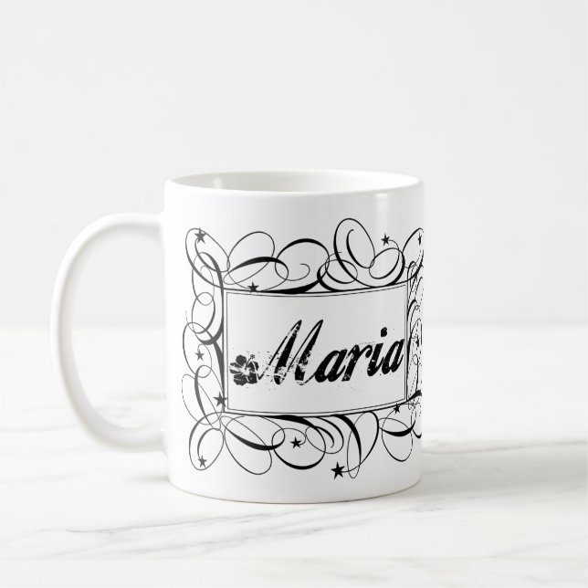Name Maria in black inside stylish frame Coffee Mug (Left)
