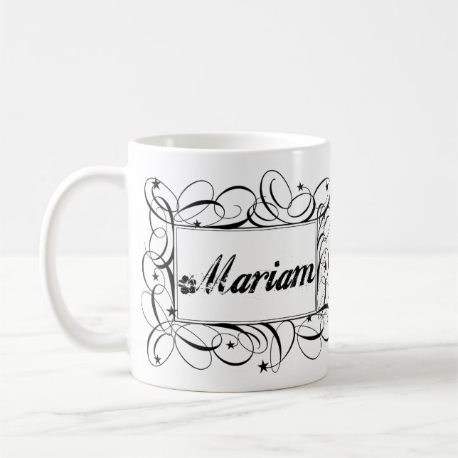 Name Mariam in black inside stylish frame Coffee Mug (Left)
