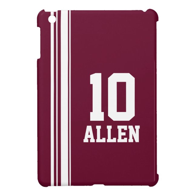 Name maroon & white sport name & number ipad mini iPad mini case (Back)