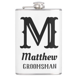 Name Masculine Monogrammed Classic Weddings Black Hip Flask