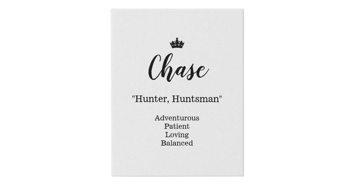 Name Meaning Canvas Picture Chase Zazzle