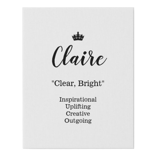 Name Meaning Canvas Picture Claire Zazzle.co.uk