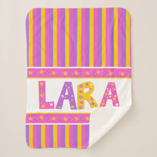 Name meaning Lara pink yellow purple flower star Sherpa Blanket