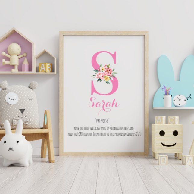 Name Meaning Monogram Watercolor Flower Poster (Creator Uploaded)