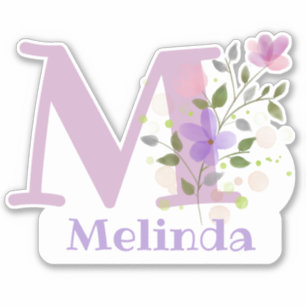 Name Melinda & Initial with Floral Design