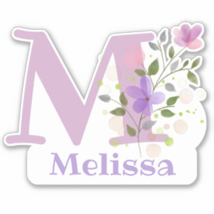 Name Melissa plus Initial with Floral Design