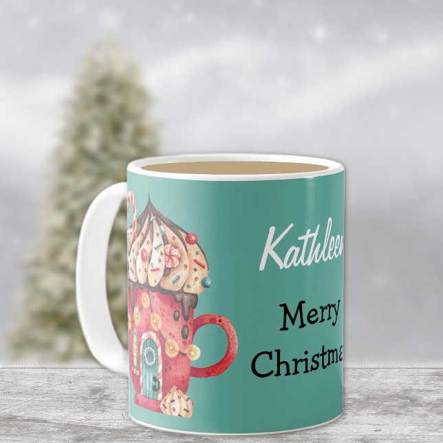 Name, Merry Christmas Magical Candy House 11oz Coffee Mug (Creator Uploaded)