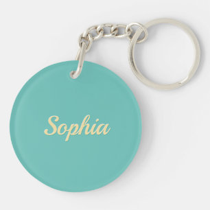 Name & Message, Pale Yellow & Lt. Teal, Vs 2 Key Ring