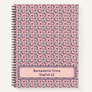 Name Midcentury Modern Pink Purple Geometric Notebook