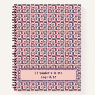 Name Midcentury Modern Pink Purple Geometric Notebook