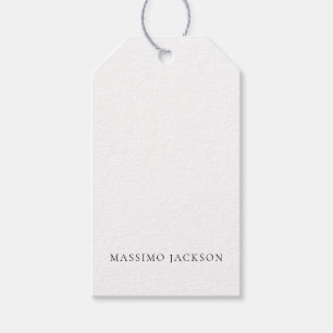 Name Minimalist Modern Plain Simple Black White Gift Tags