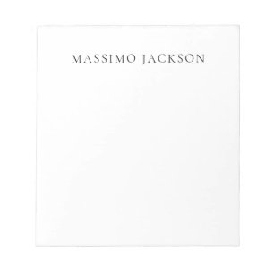 Name Minimalist Modern Plain Simple Black White Notepad