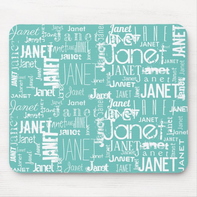 Name Mint Green Word Cloud | Personalise Mouse Mat (Front)