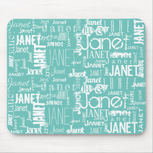 Name Mint Green Word Cloud   Personalize Mouse Mat