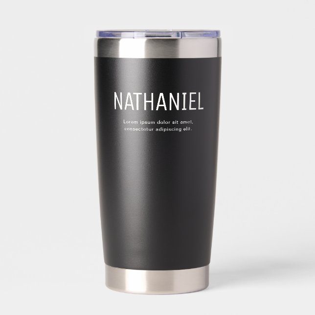 Name Modern Bold Black Insulated Tumbler (Front)
