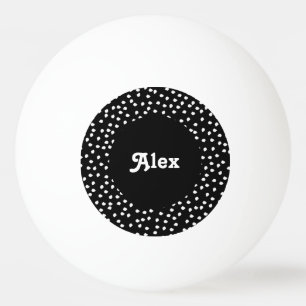 Name Modern Cute Polka Dot Black and White Ping Pong Ball