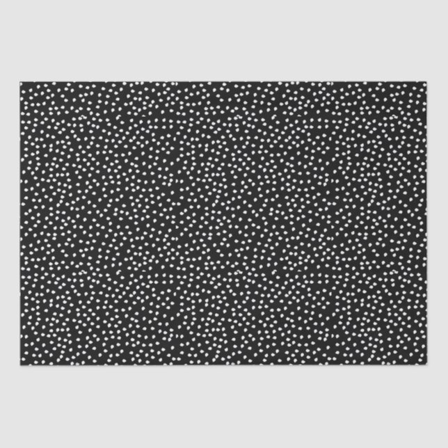 Name Modern Cute Polka Dot Black and White Tissue Paper (Front)