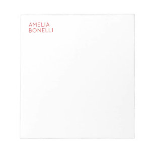 Name Modern Minimalist Professional Plain White Notepad