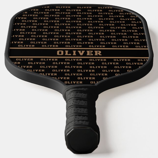 Name Modern Pattern on Black   Pickleball Paddle (Laydown)