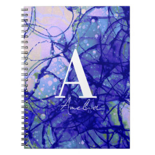 Name   Monogram Abstract Blue Notebook