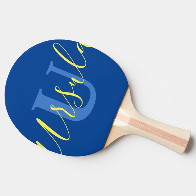 Name monogram blue yellow teamwork custom ping pong paddle (Side)