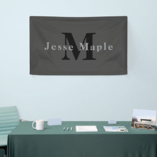 Name & Monogram   Dark Gray Banner