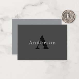 Name & Monogram   Dark Gray Card