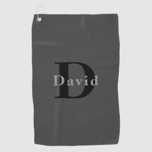 Name & Monogram   Dark Gray Golf Towel