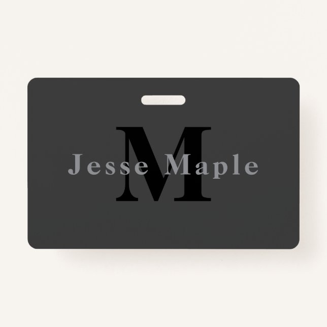 Name & Monogram | Dark Grey ID Badge (Front)