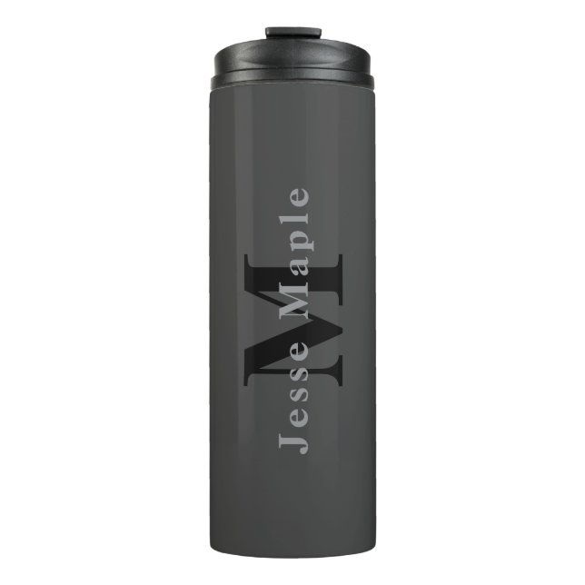 Name & Monogram | Dark Grey Thermal Tumbler (Front)