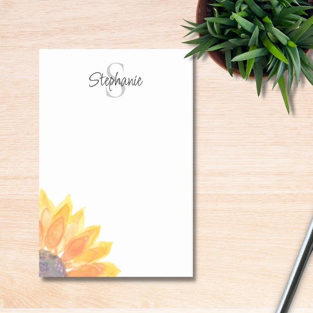 Name Monogram Floral Post-it Notes (Creator Uploaded)