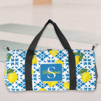 Name Monogram French Country Tile Lemons Pattern